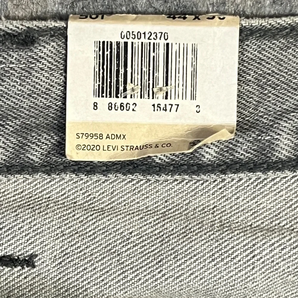 Levi's 501 Original Jeans 44x30 Gray Straight Leg Button Fly Stretch Denim New